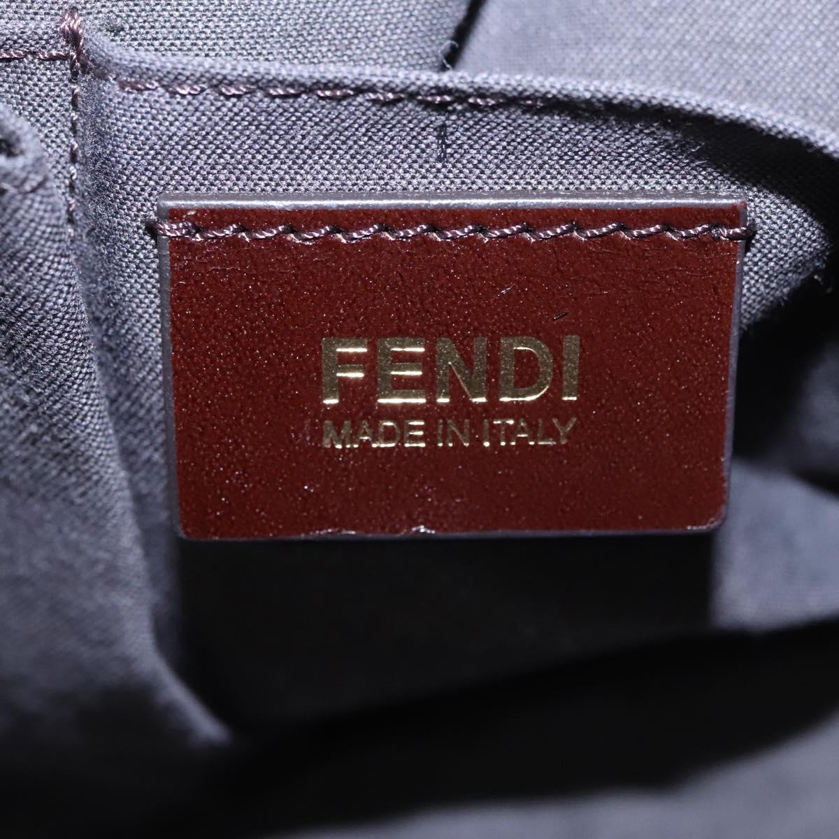 FENDI Tote Bag Leather Blue Gold Auth MY140