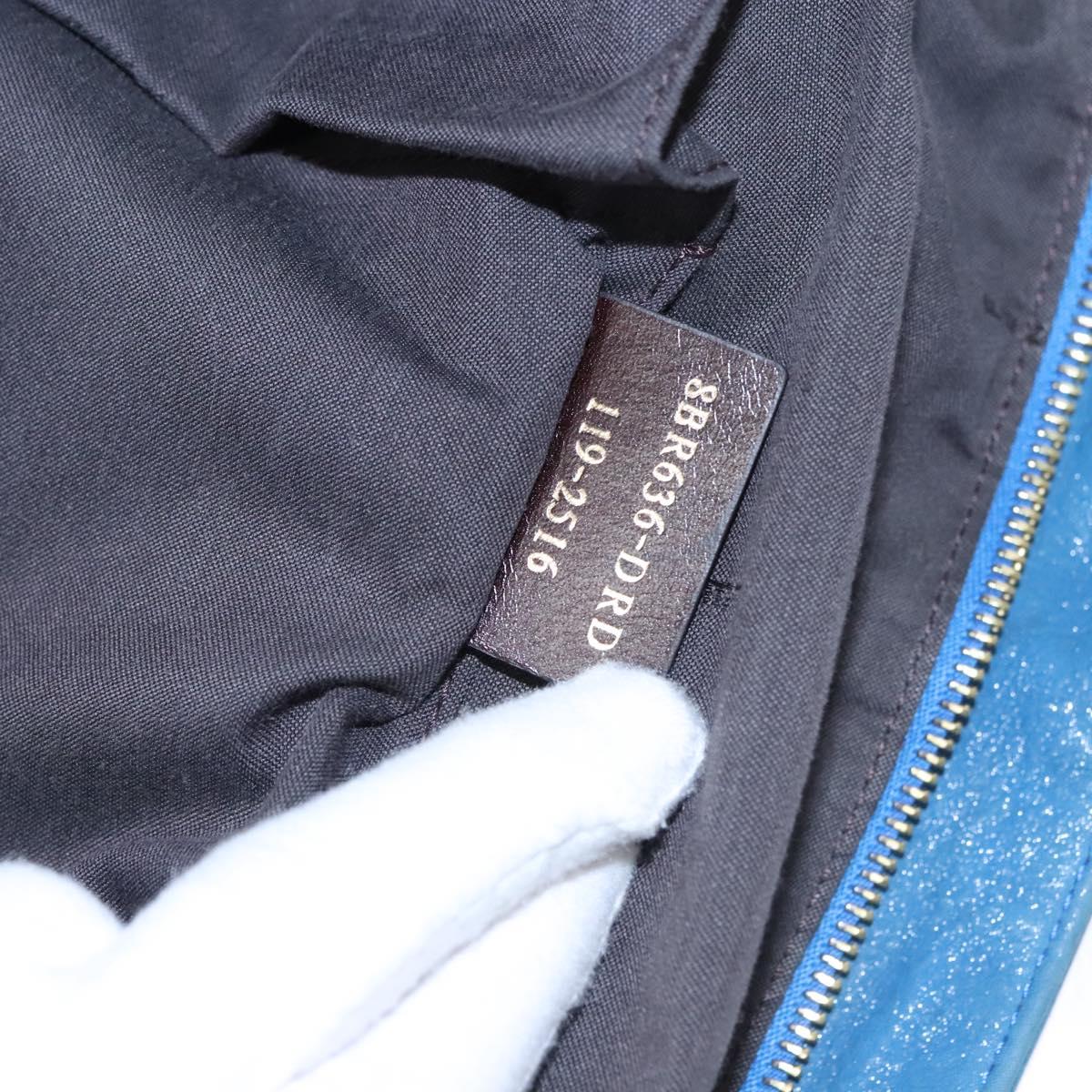 FENDI Tote Bag Leather Blue Gold Auth MY140