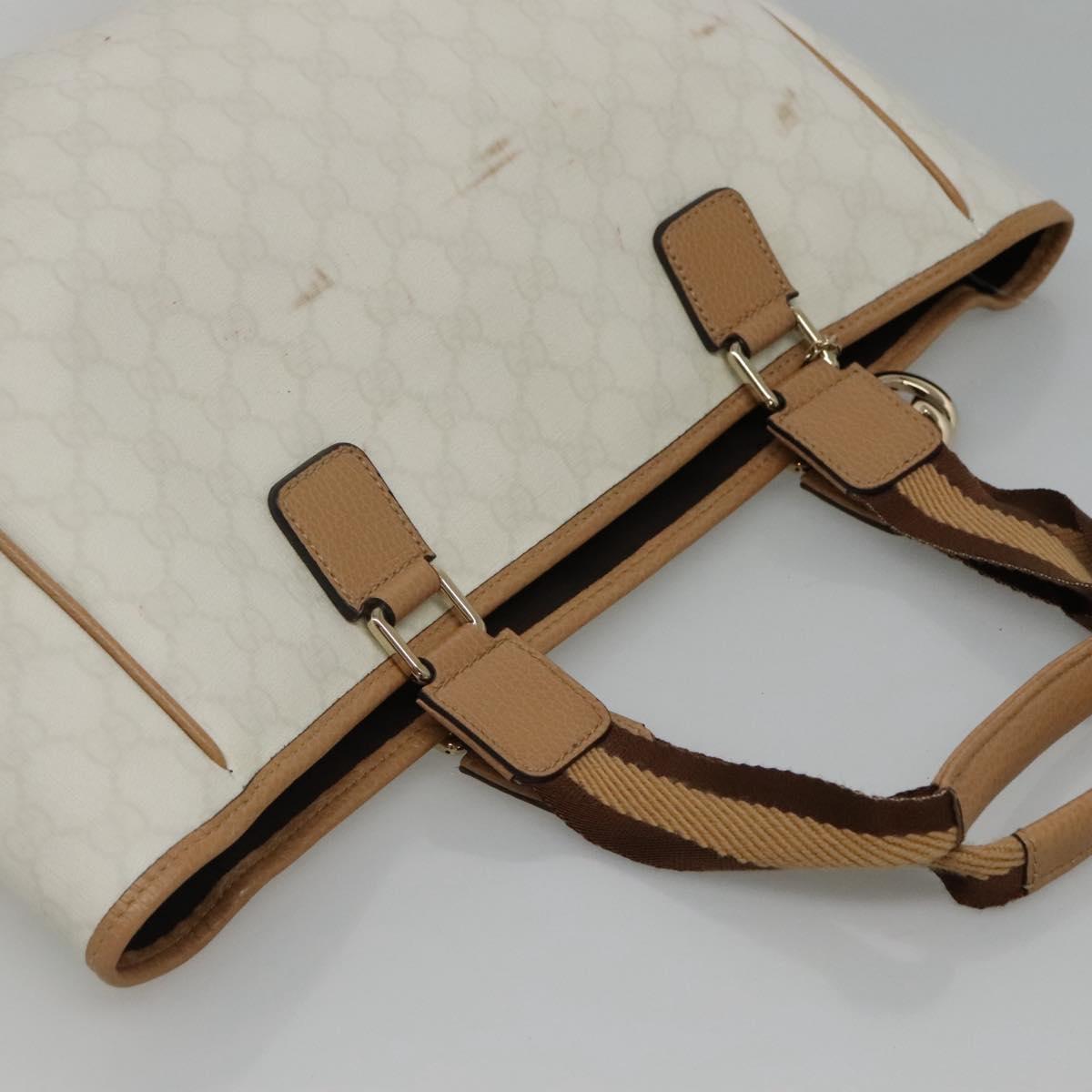 GUCCI GG Supreme Tote Bag PVC Outlet White Gold 264216 Auth MY141