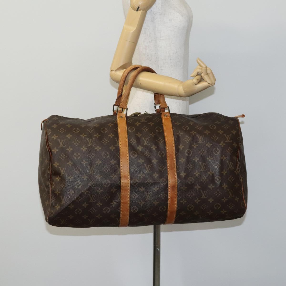LOUIS VUITTON Monogram Keepall 55 Boston Bag M41424 LV Auth MY147