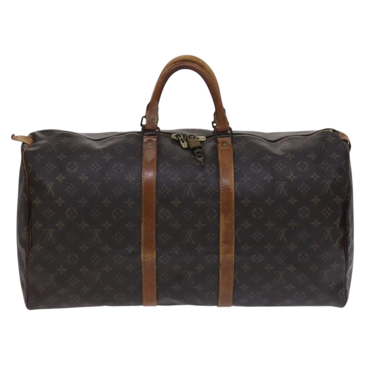 LOUIS VUITTON Monogram Keepall 55 Boston Bag M41424 LV Auth MY147