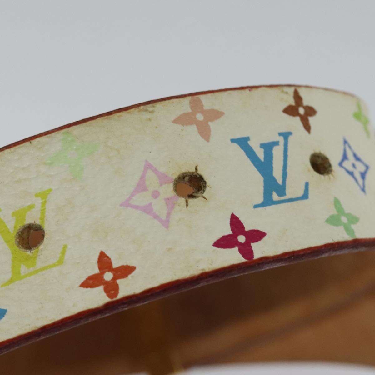 LOUIS VUITTON Monogram Multicolor Ceinture Carre Belt White M9270U LV Auth MY153