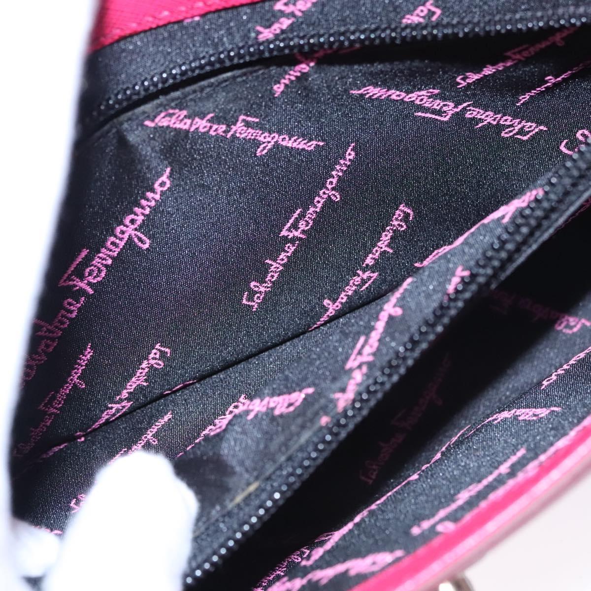 Salvatore Ferragamo Gancini Shoulder Bag Safiano leather Pink Silver Auth MY169V