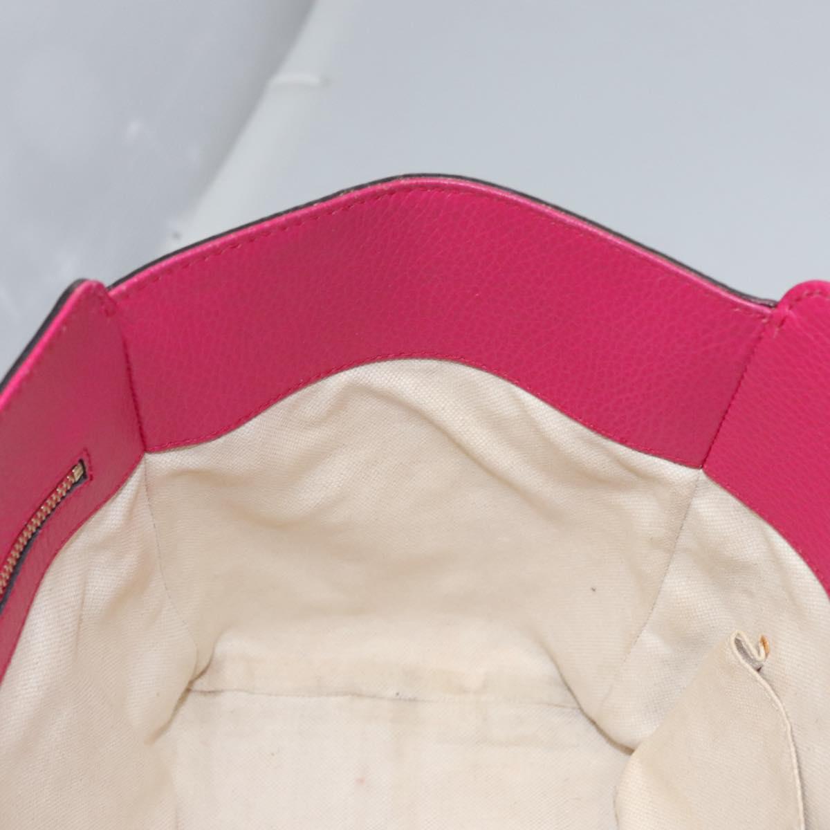GUCCI Tote Bag Leather Pink Gold Auth MY172