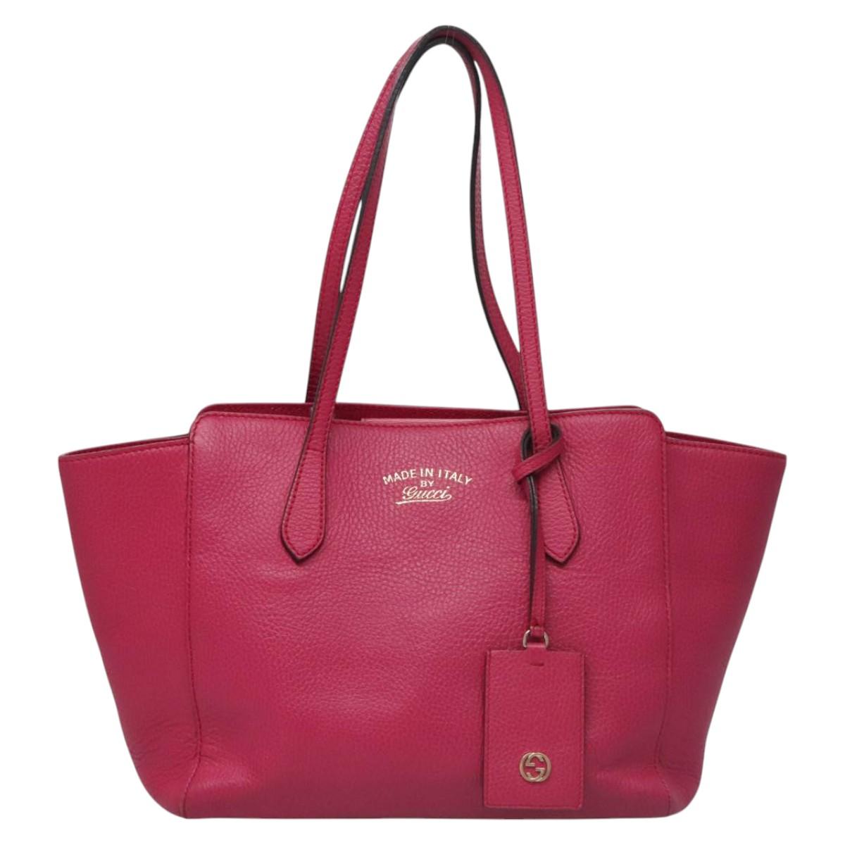 GUCCI Tote Bag Leather Pink Gold Auth MY172
