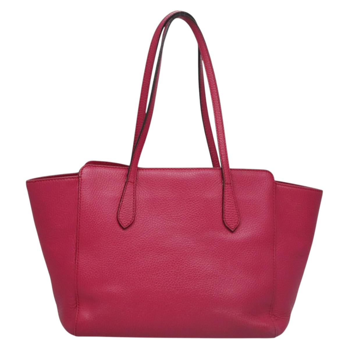 GUCCI Tote Bag Leather Pink Gold Auth MY172