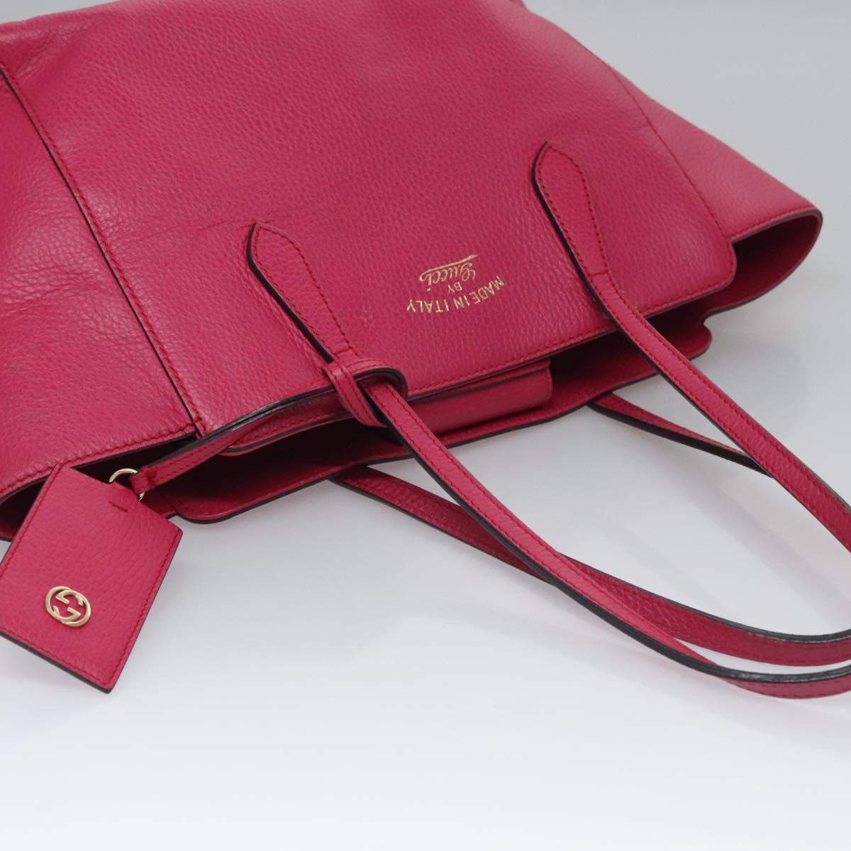 GUCCI Tote Bag Leather Pink Gold Auth MY172