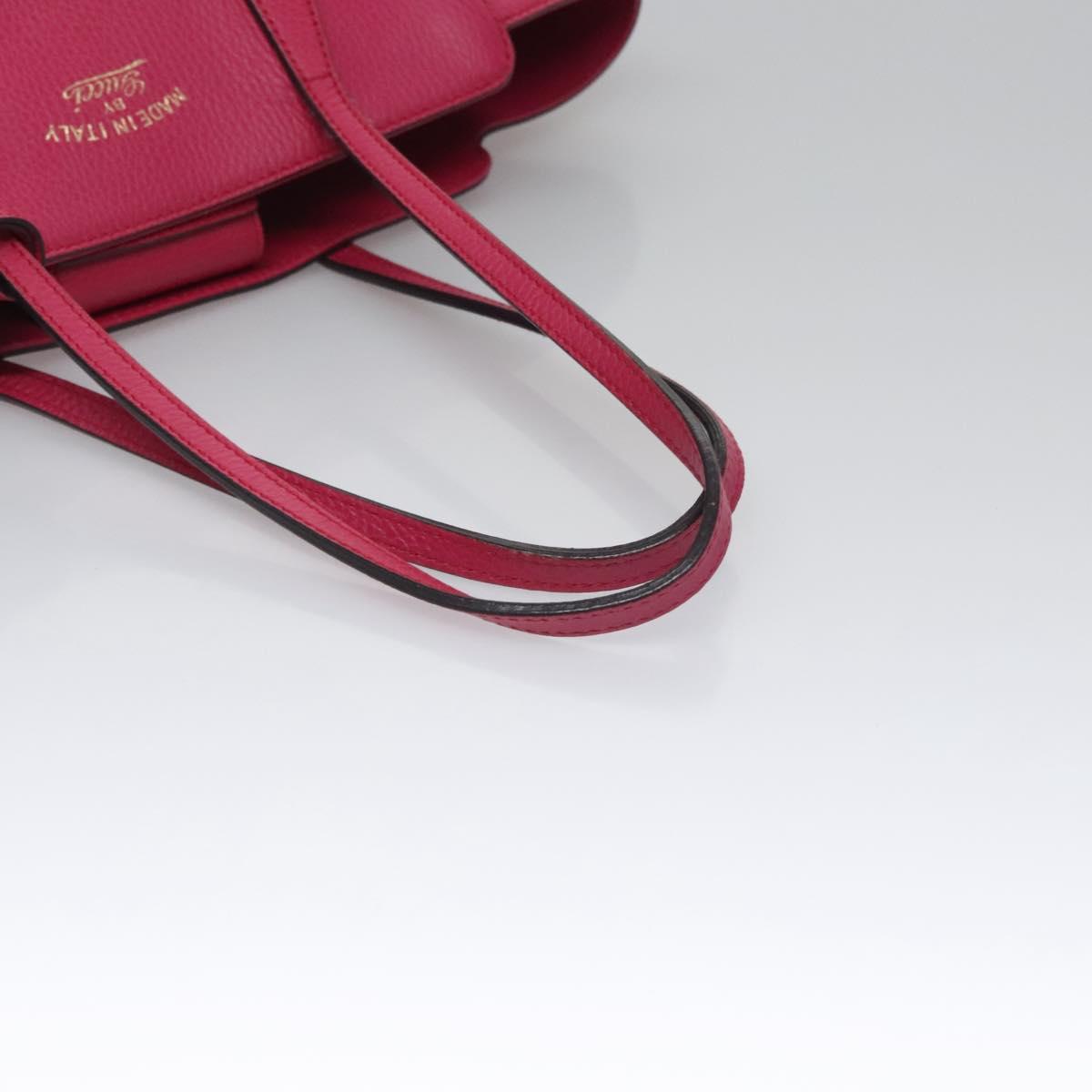 GUCCI Tote Bag Leather Pink Gold Auth MY172