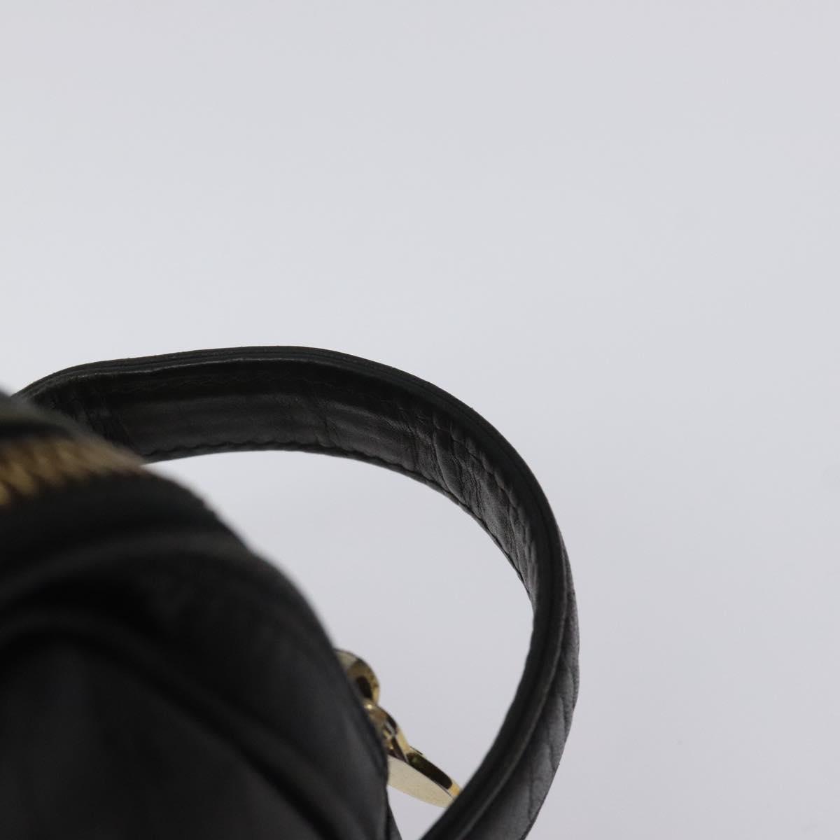 Gianni Versace Clutch Bag Leather Black Gold Auth MY181