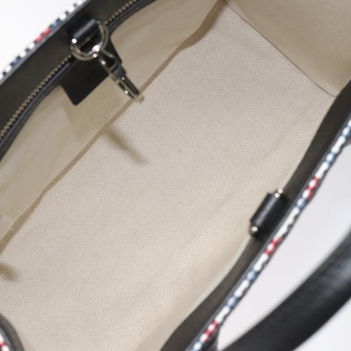 GUCCI Tote Bag Canvas Leather White Black Silver 659983 Auth MY189V