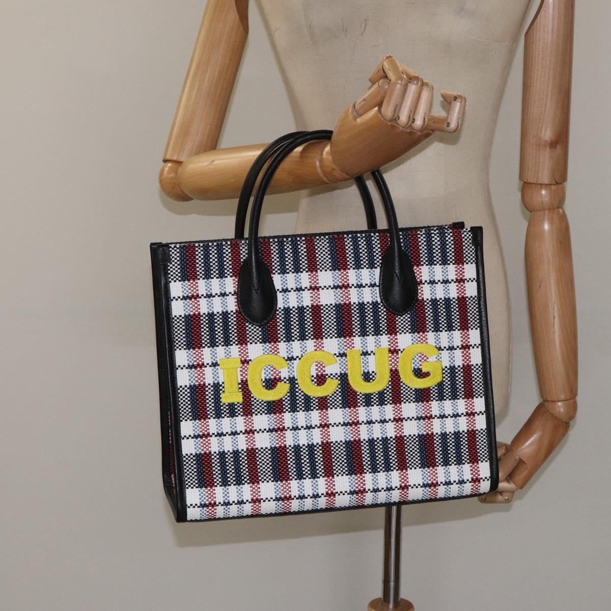 GUCCI Tote Bag Canvas Leather White Black Silver 659983 Auth MY189V