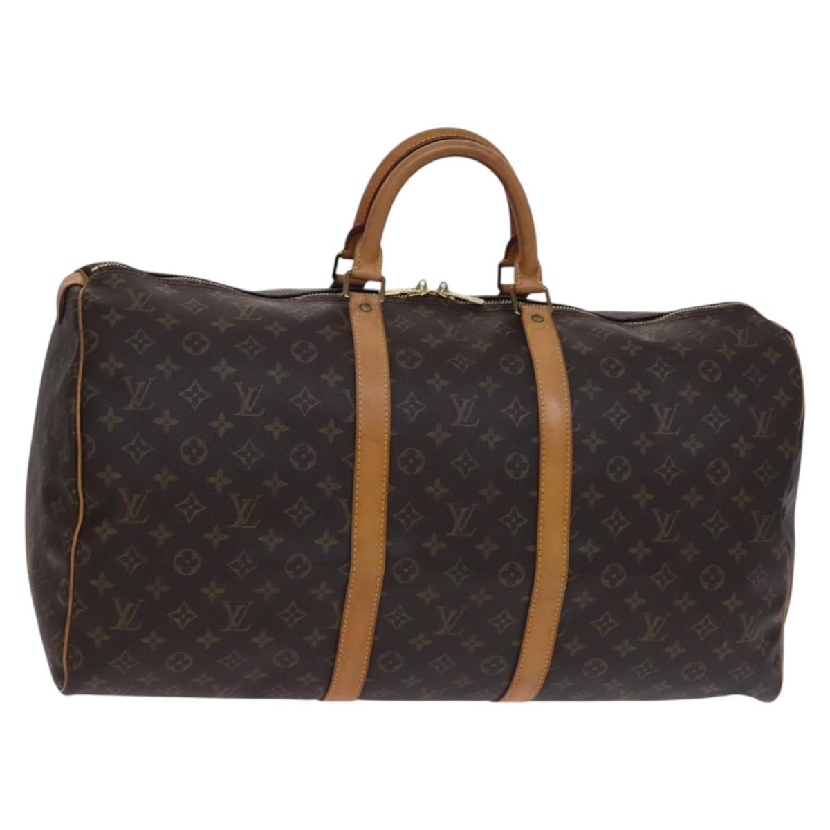 LOUIS VUITTON Monogram Keepall 55 Boston Bag M41424 LV Auth MY203