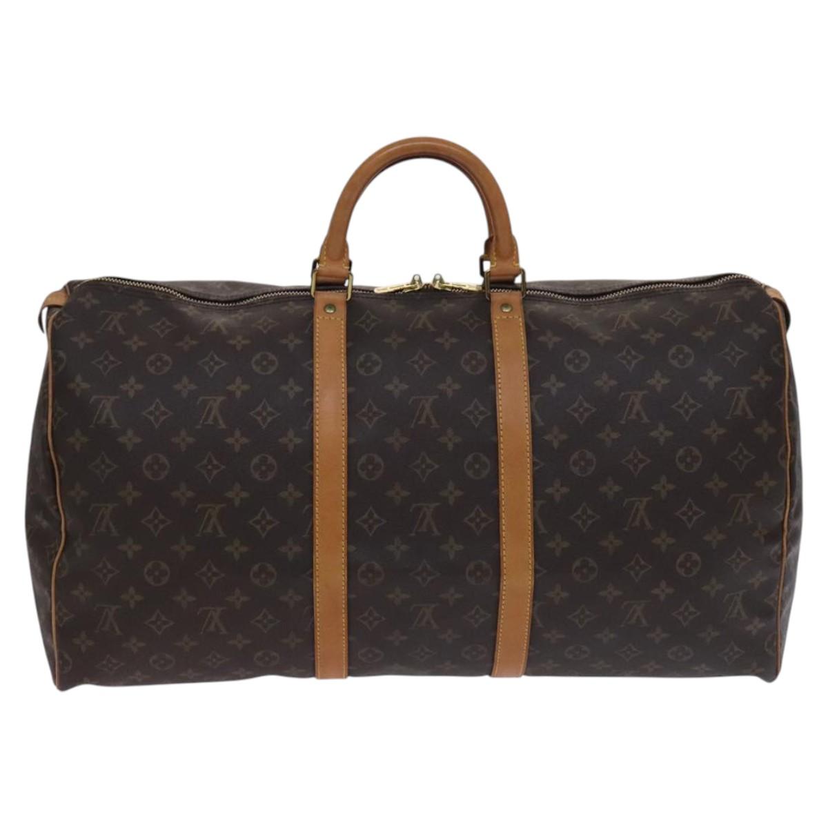 LOUIS VUITTON Monogram Keepall 55 Boston Bag M41424 LV Auth MY203