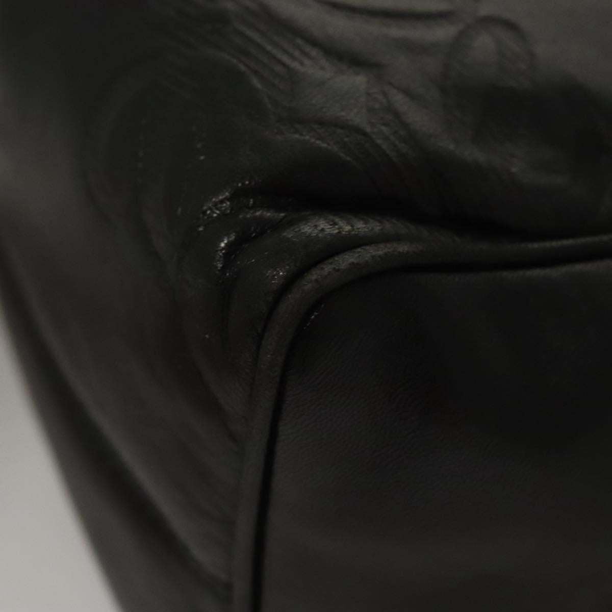 LOEWE Anagram Hand Bag Leather Black Gold Auth MY210