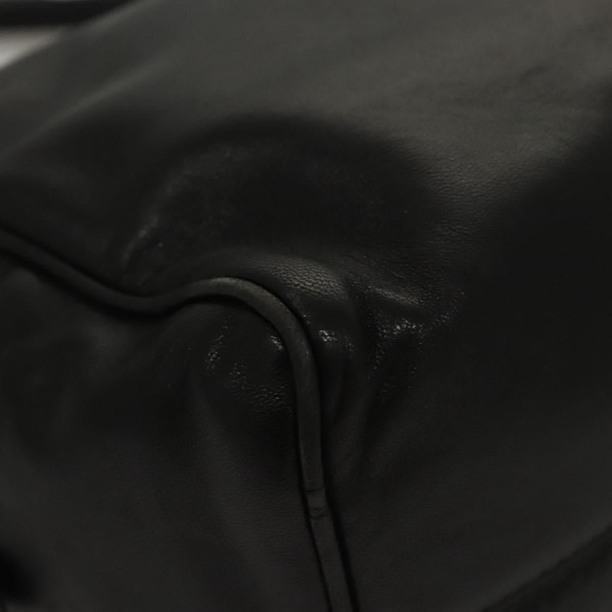 LOEWE Anagram Hand Bag Leather Black Gold Auth MY210