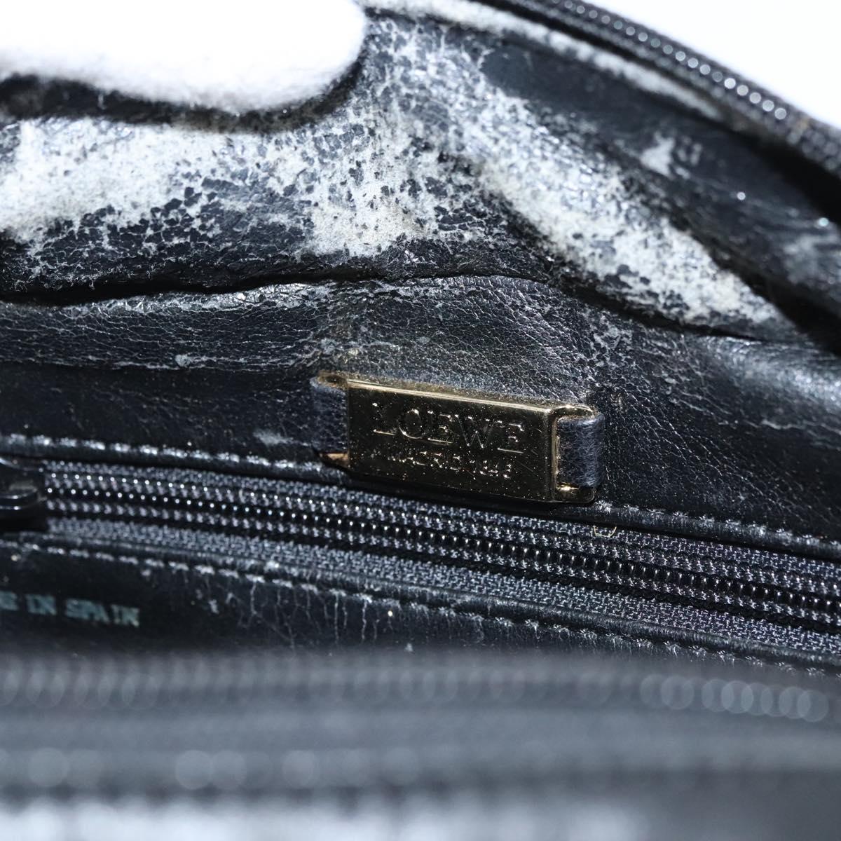 LOEWE Anagram Hand Bag Leather Black Gold Auth MY210