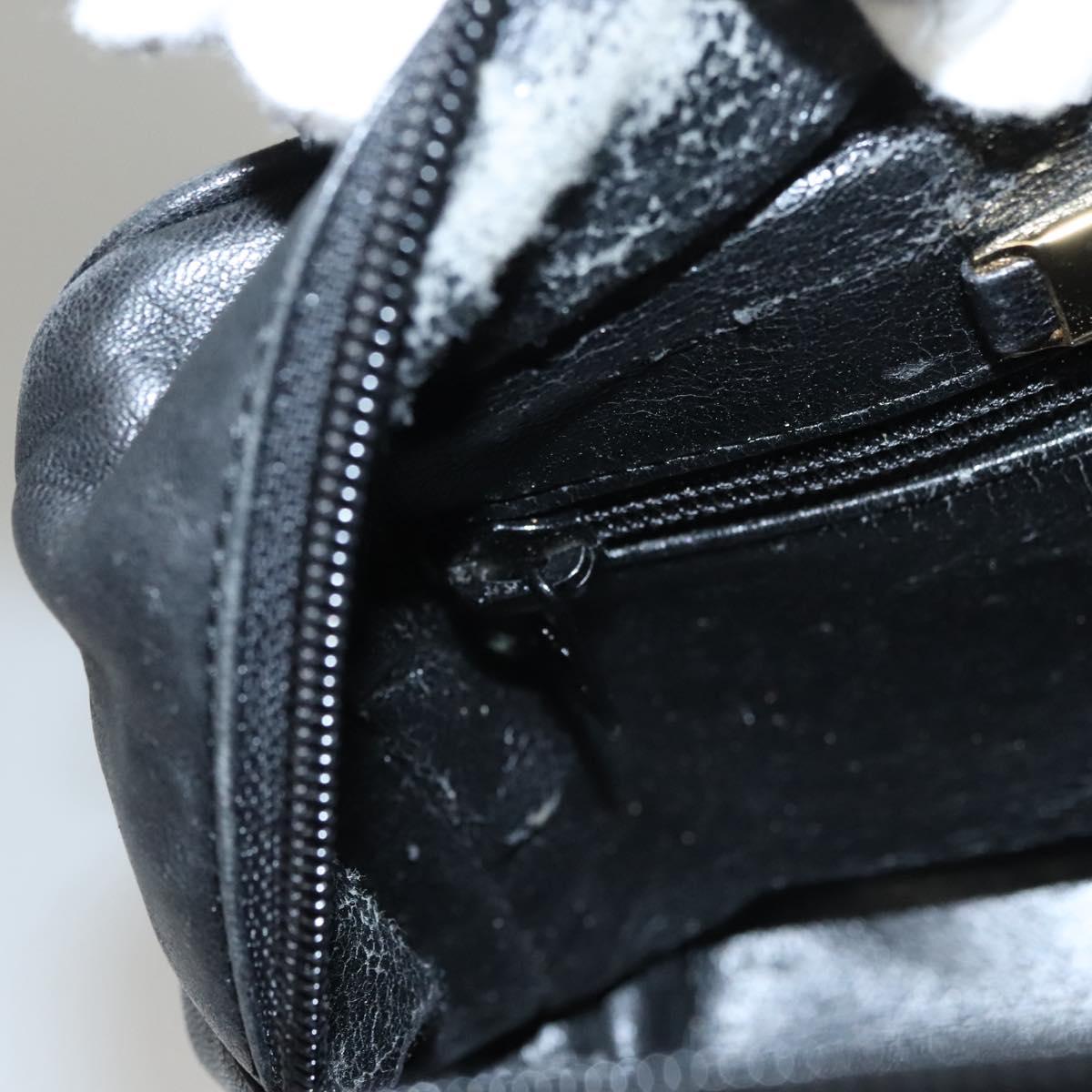 LOEWE Anagram Hand Bag Leather Black Gold Auth MY210