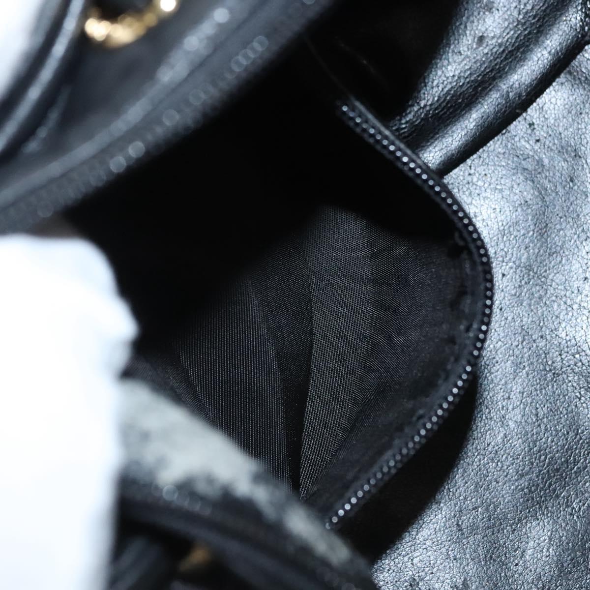 LOEWE Anagram Hand Bag Leather Black Gold Auth MY210