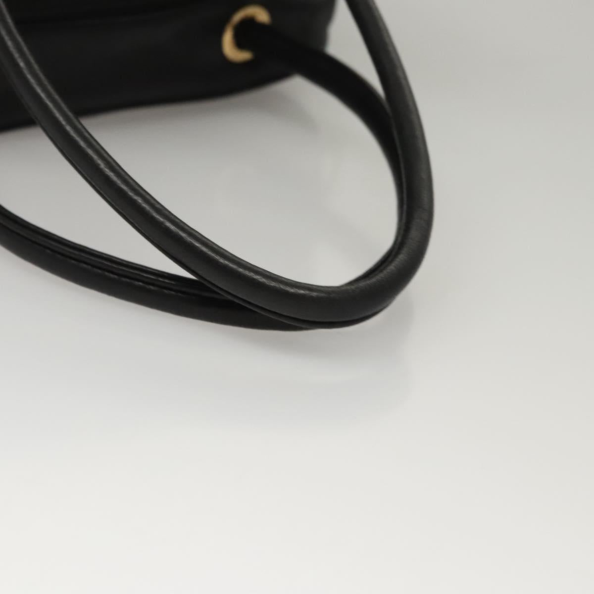 LOEWE Anagram Hand Bag Leather Black Gold Auth MY210