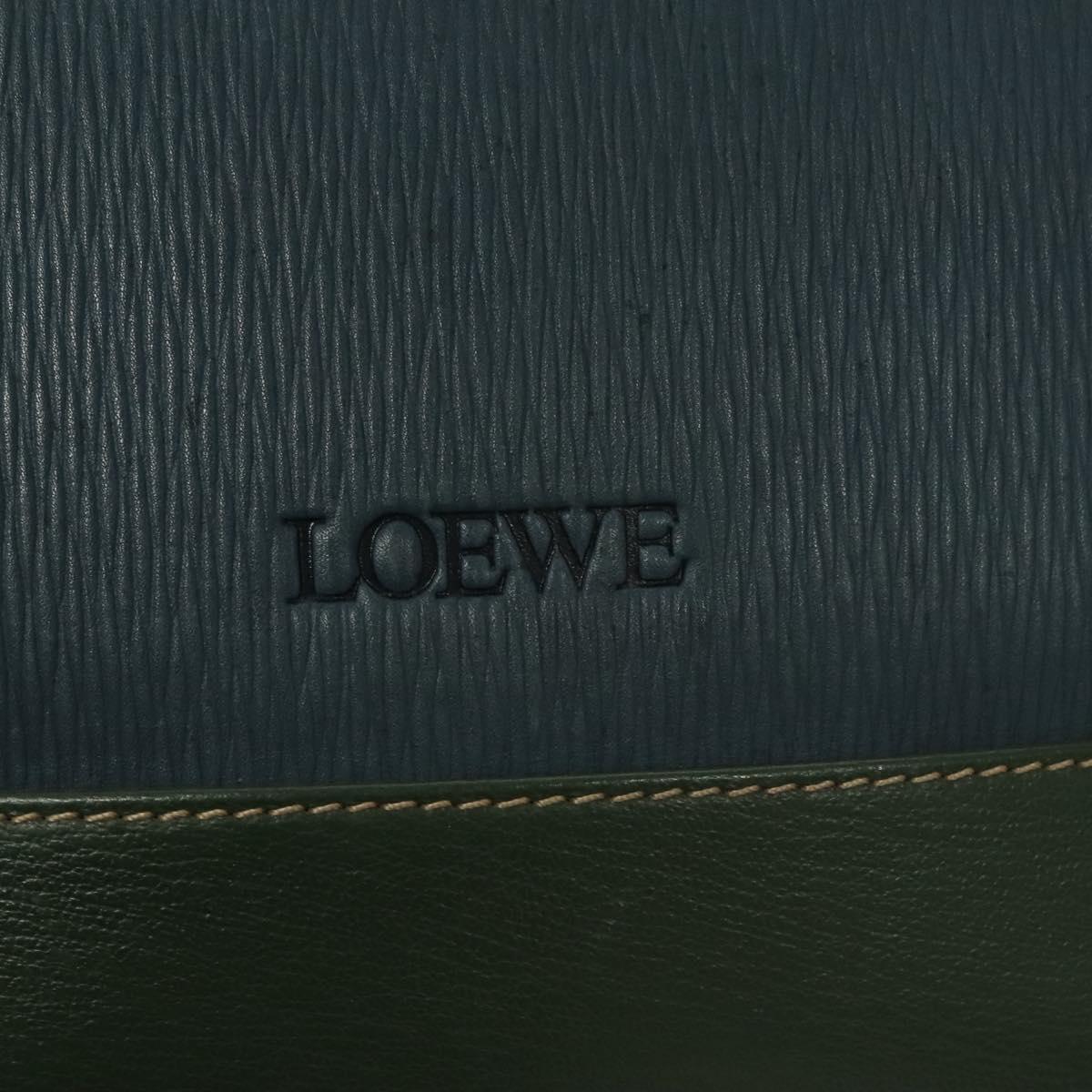 LOEWE Velazquez Shoulder Bag Leather Blue Gold Auth MY227