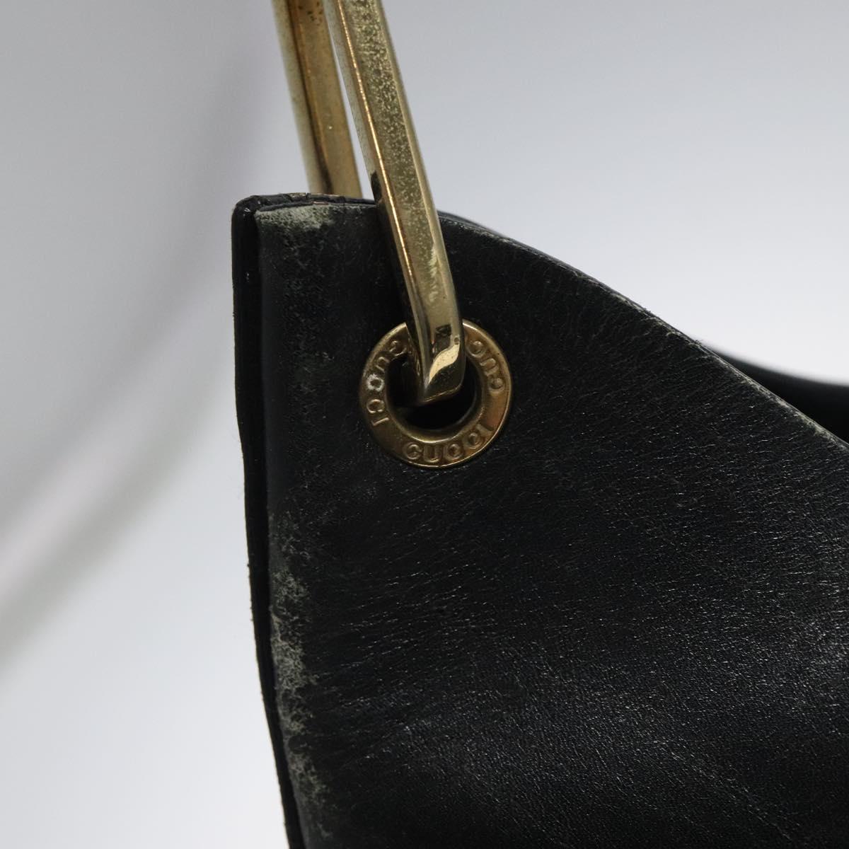 GUCCI Bamboo Shoulder Bag Leather Black 001 1013 1881 Auth MY253