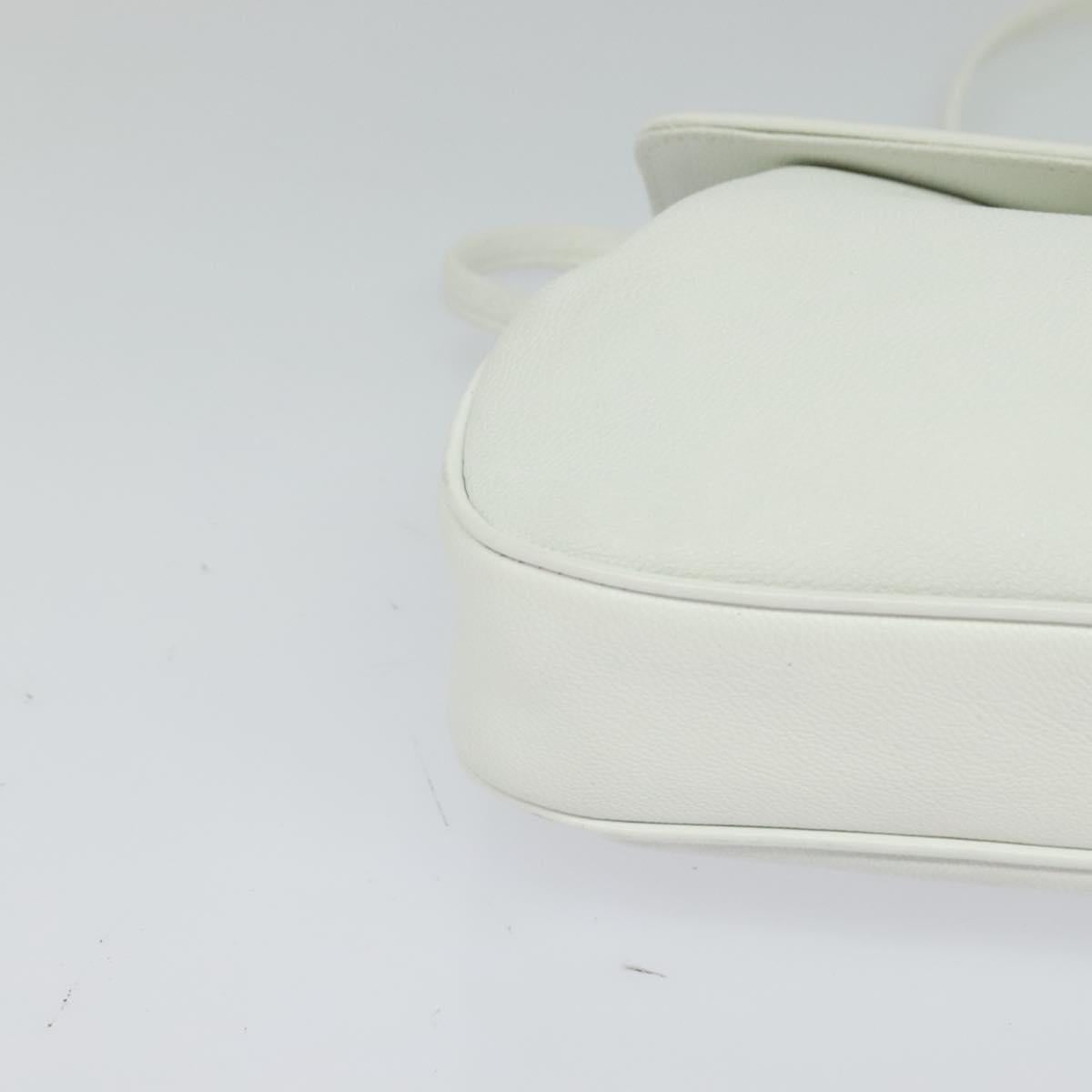 GIVENCHY Shoulder Bag Leather White Gold Auth MY255