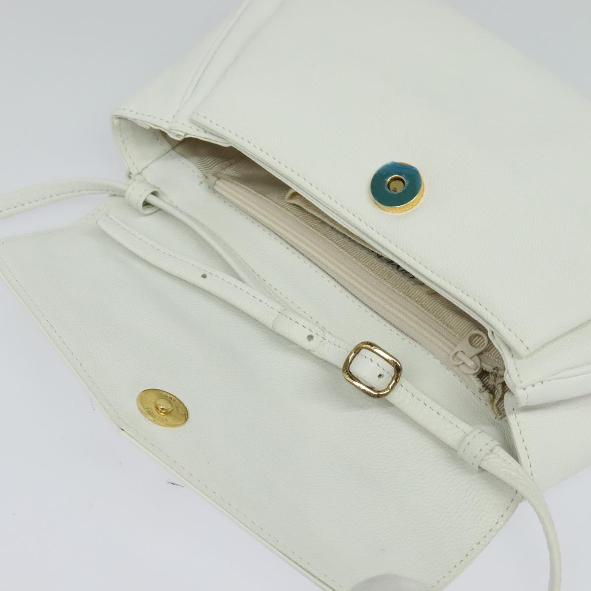 GIVENCHY Shoulder Bag Leather White Gold Auth MY255