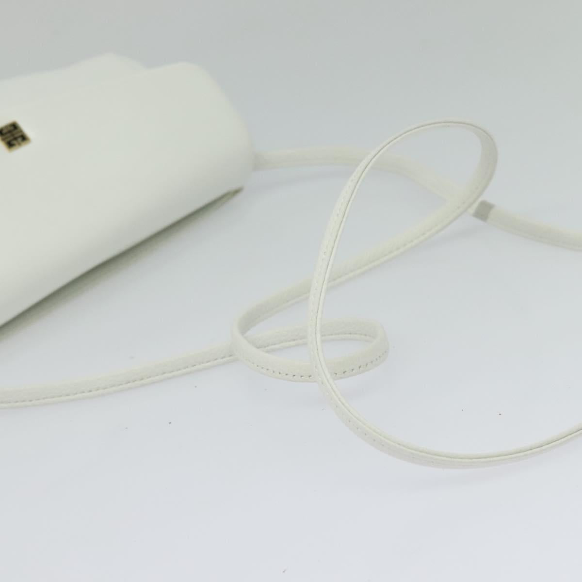 GIVENCHY Shoulder Bag Leather White Gold Auth MY255