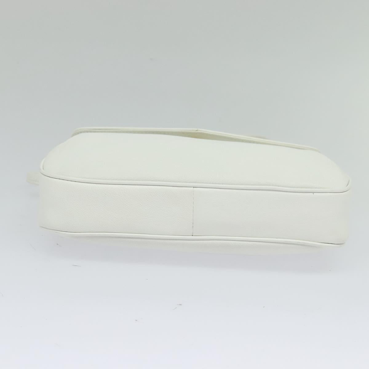 GIVENCHY Shoulder Bag Leather White Gold Auth MY255