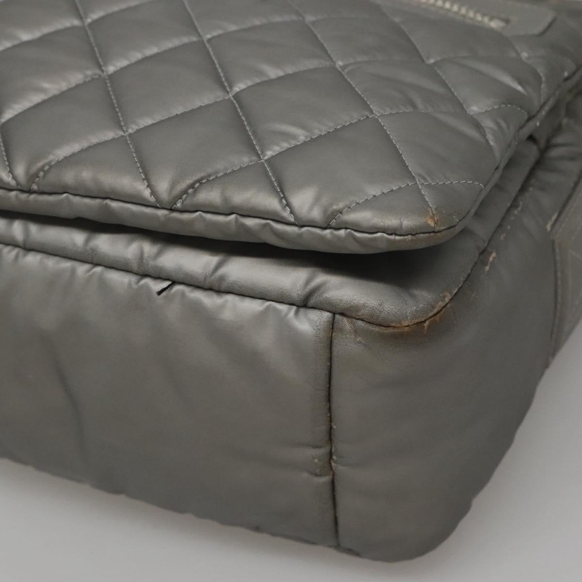 CHANEL Cococoon Shoulder Bag Coated Canvas Silver CC Auth MY256