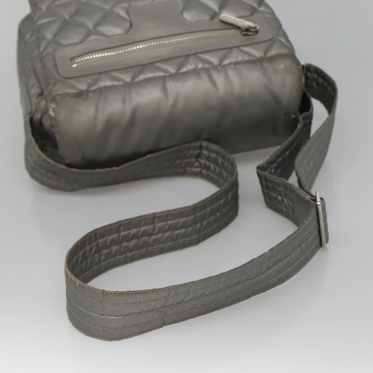 CHANEL Cococoon Shoulder Bag Coated Canvas Silver CC Auth MY256