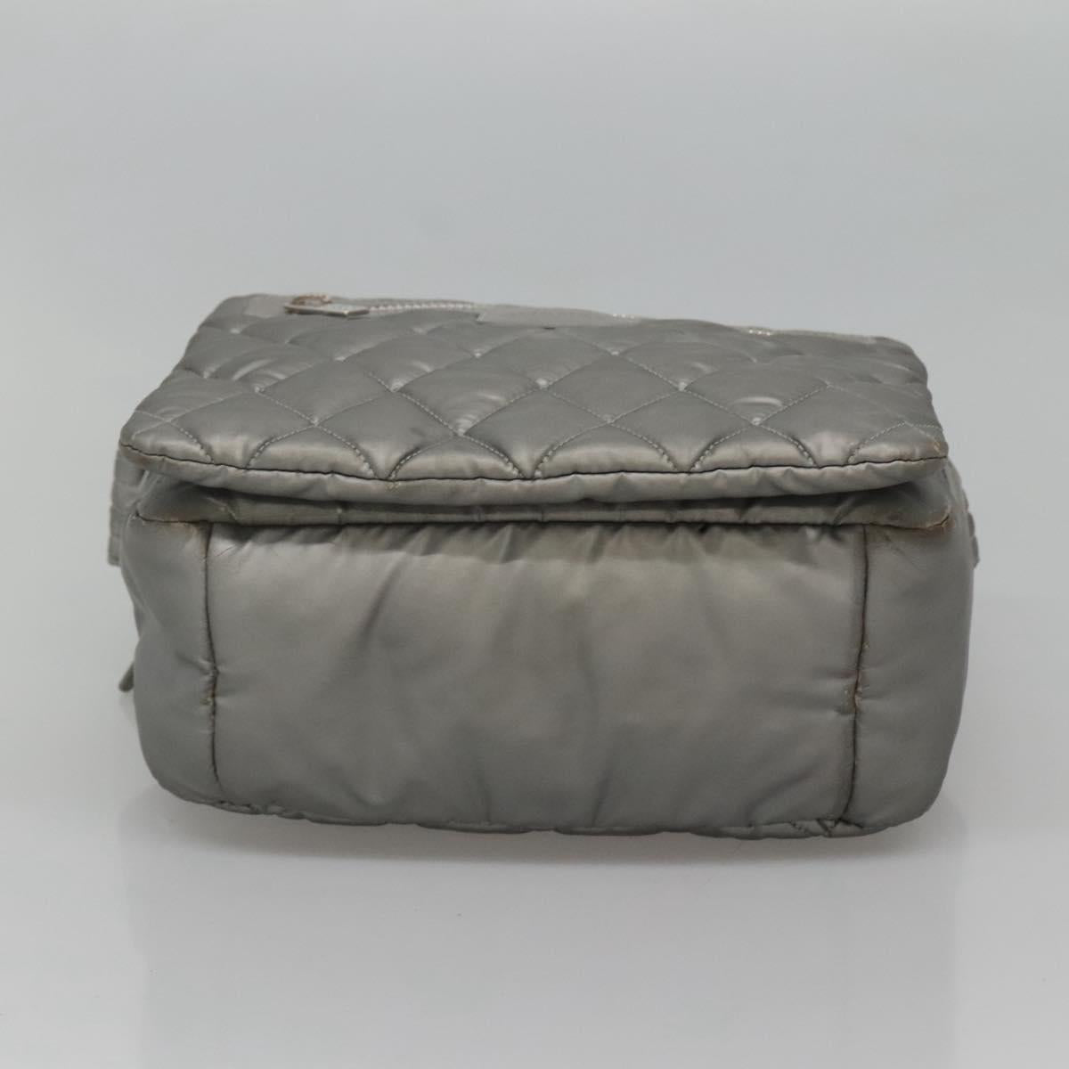 CHANEL Cococoon Shoulder Bag Coated Canvas Silver CC Auth MY256