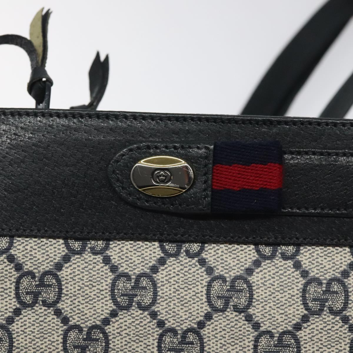 GUCCI GG Supreme Sherry Line Shoulder Bag PVC Navy Gold 96 02 035 Auth MY260