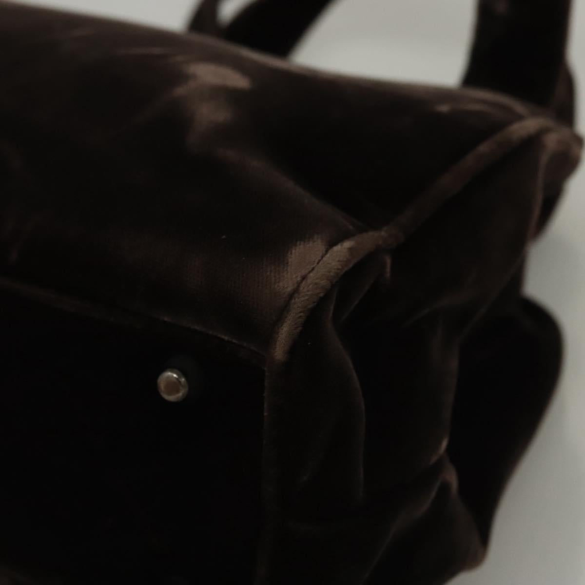 PRADA Hand Bag Velor Dark Brown Auth MY263