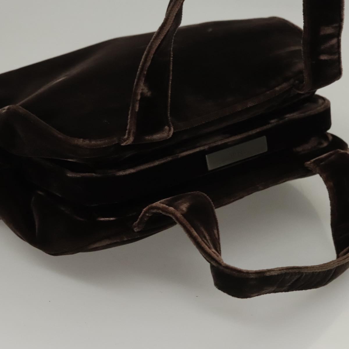 PRADA Hand Bag Velor Dark Brown Auth MY263