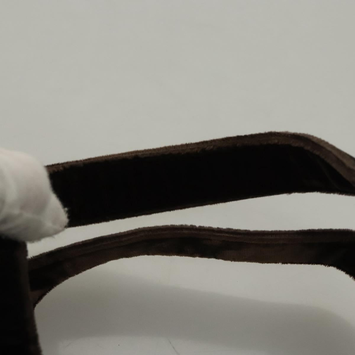 PRADA Hand Bag Velor Dark Brown Auth MY263