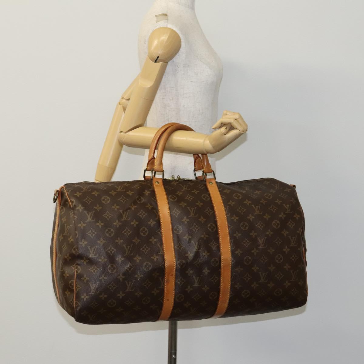 LOUIS VUITTON Monogram Keepall Bandouliere 55 Boston Bag M41414 LV Auth MY271