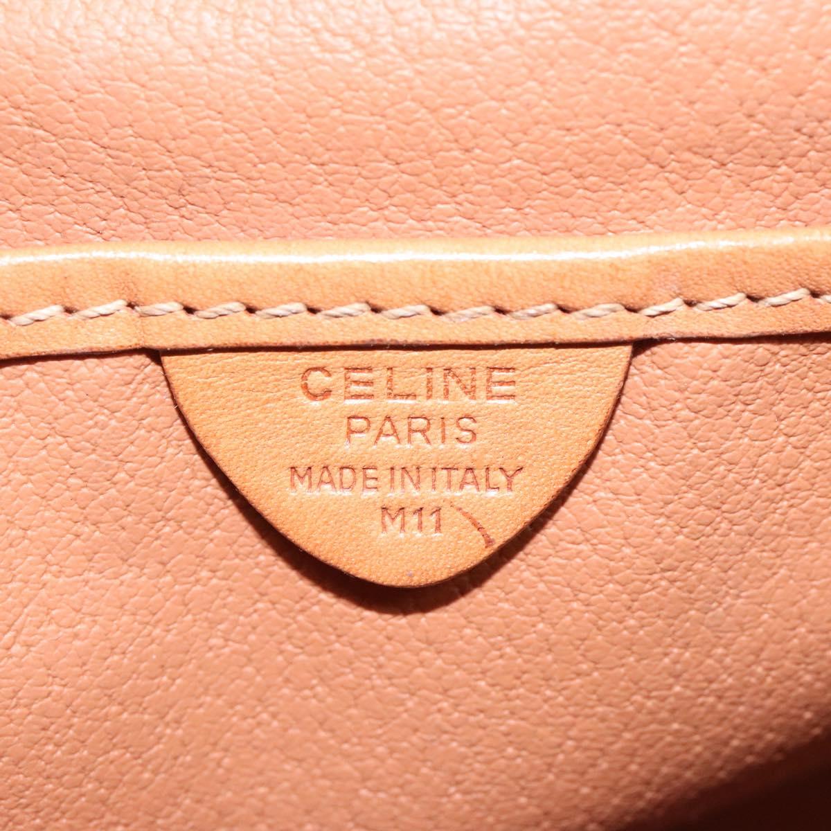 CELINE Macadam Canvas Hand Bag PVC Leather Brown Gold Auth MY275