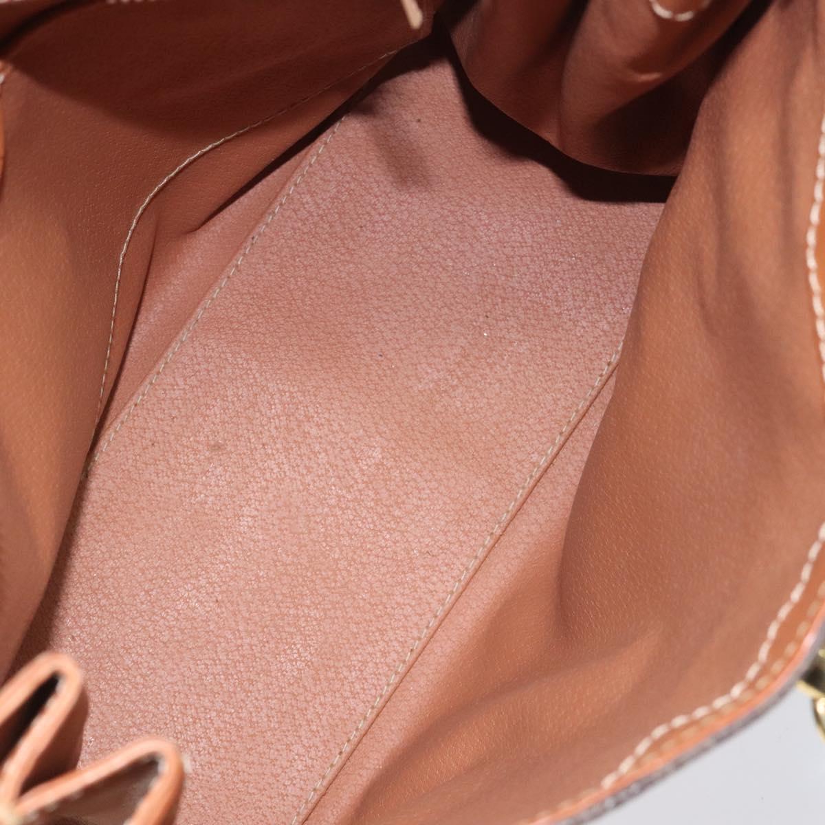 CELINE Macadam Canvas Hand Bag PVC Leather Brown Gold Auth MY275