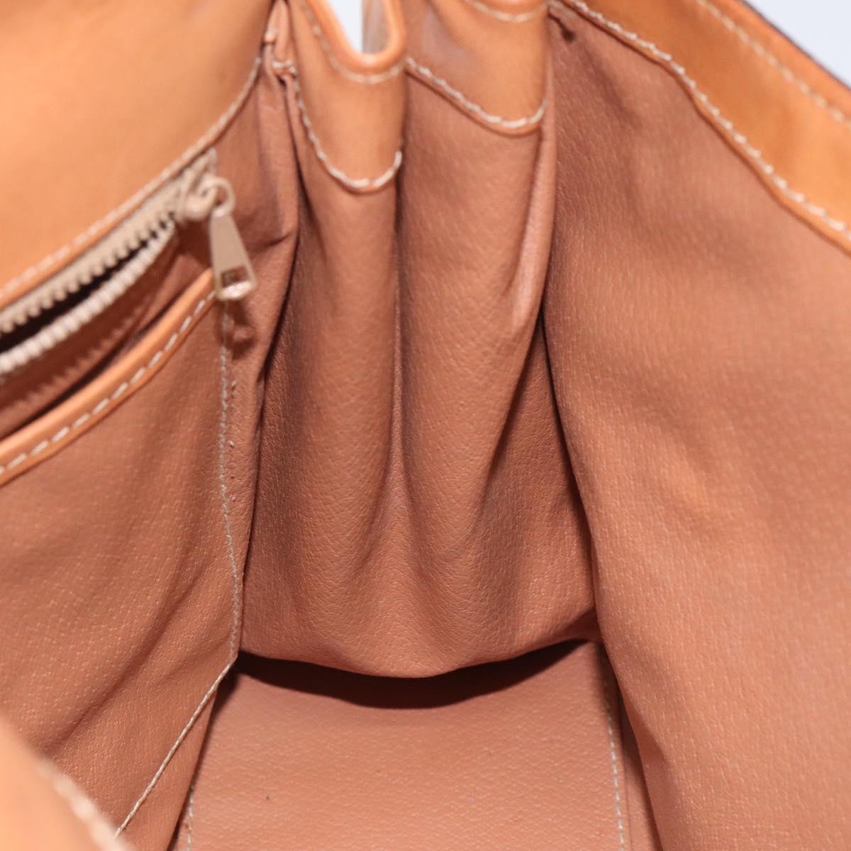 CELINE Macadam Canvas Hand Bag PVC Leather Brown Gold Auth MY275V