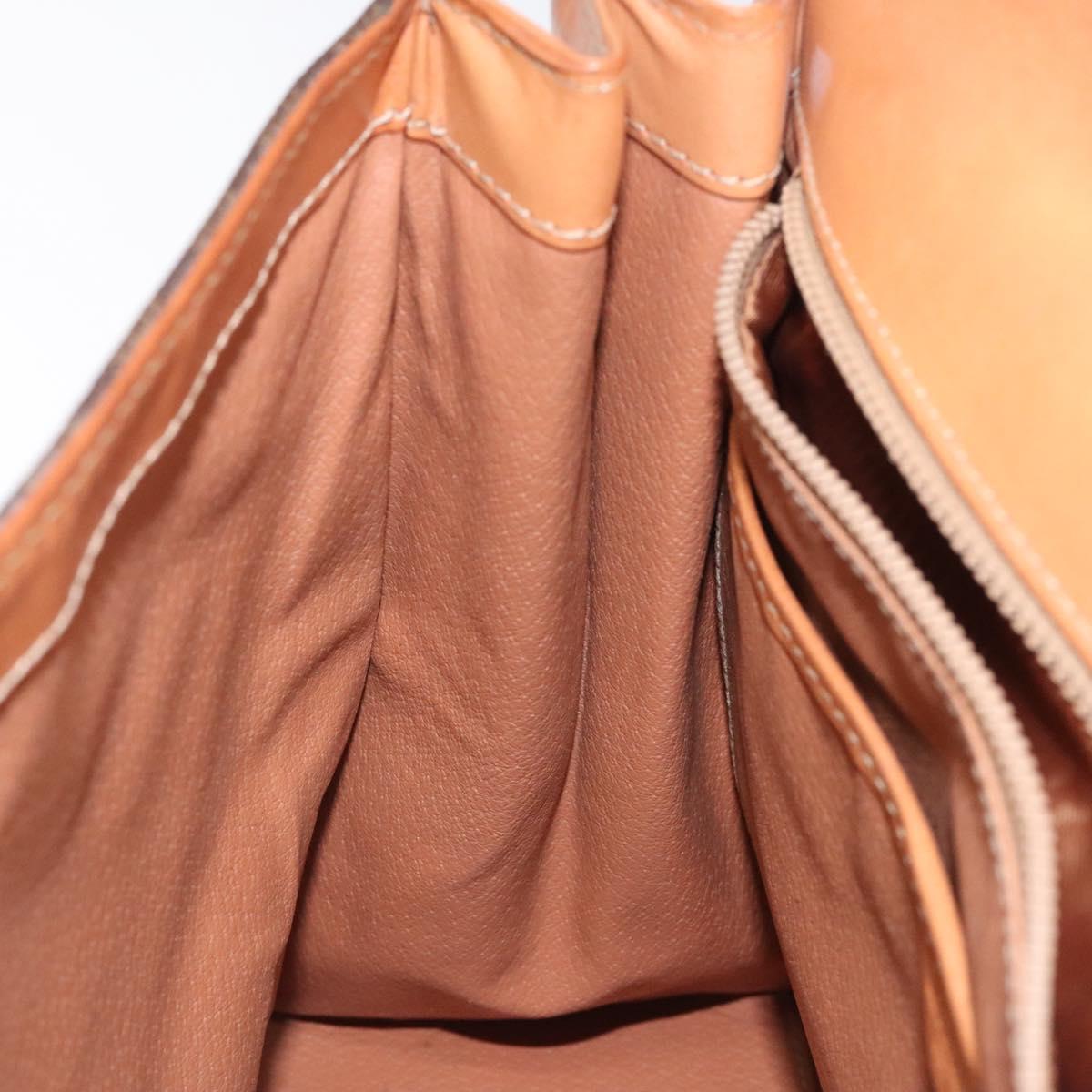 CELINE Macadam Canvas Hand Bag PVC Leather Brown Gold Auth MY275V