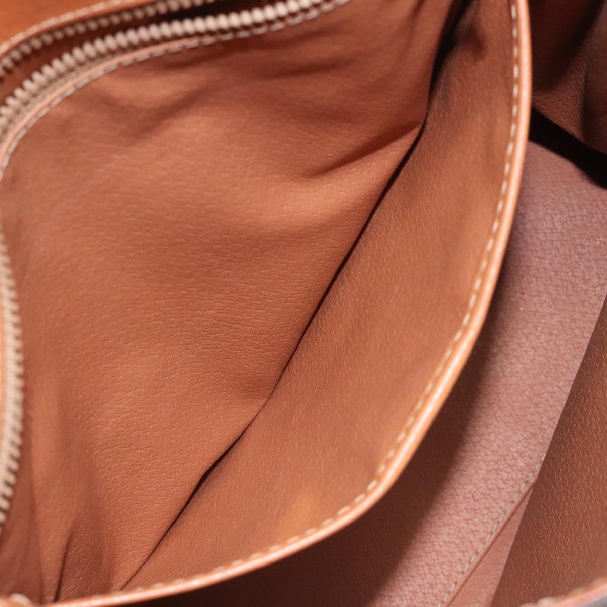 CELINE Macadam Canvas Hand Bag PVC Leather Brown Gold Auth MY275
