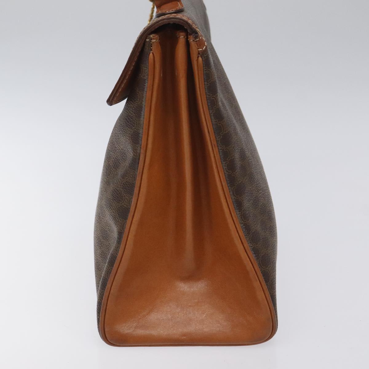 CELINE Macadam Canvas Hand Bag PVC Leather Brown Gold Auth MY275V