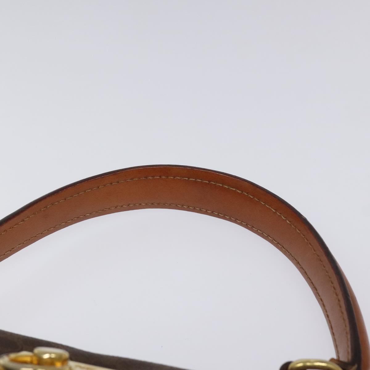 CELINE Macadam Canvas Hand Bag PVC Leather Brown Gold Auth MY275V