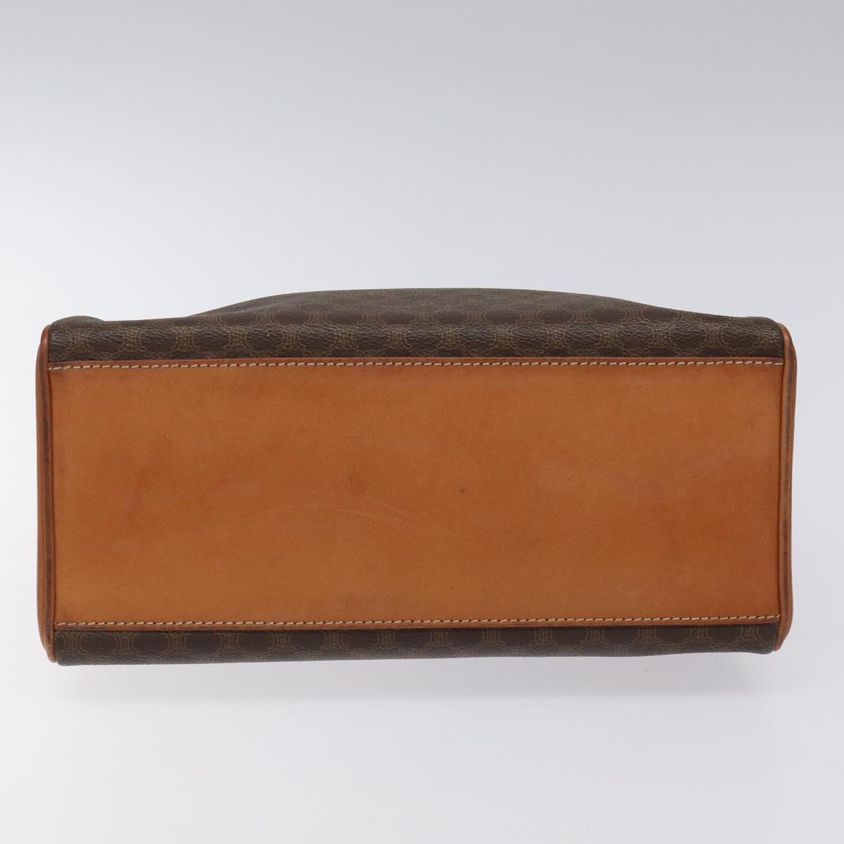 CELINE Macadam Canvas Hand Bag PVC Leather Brown Gold Auth MY275