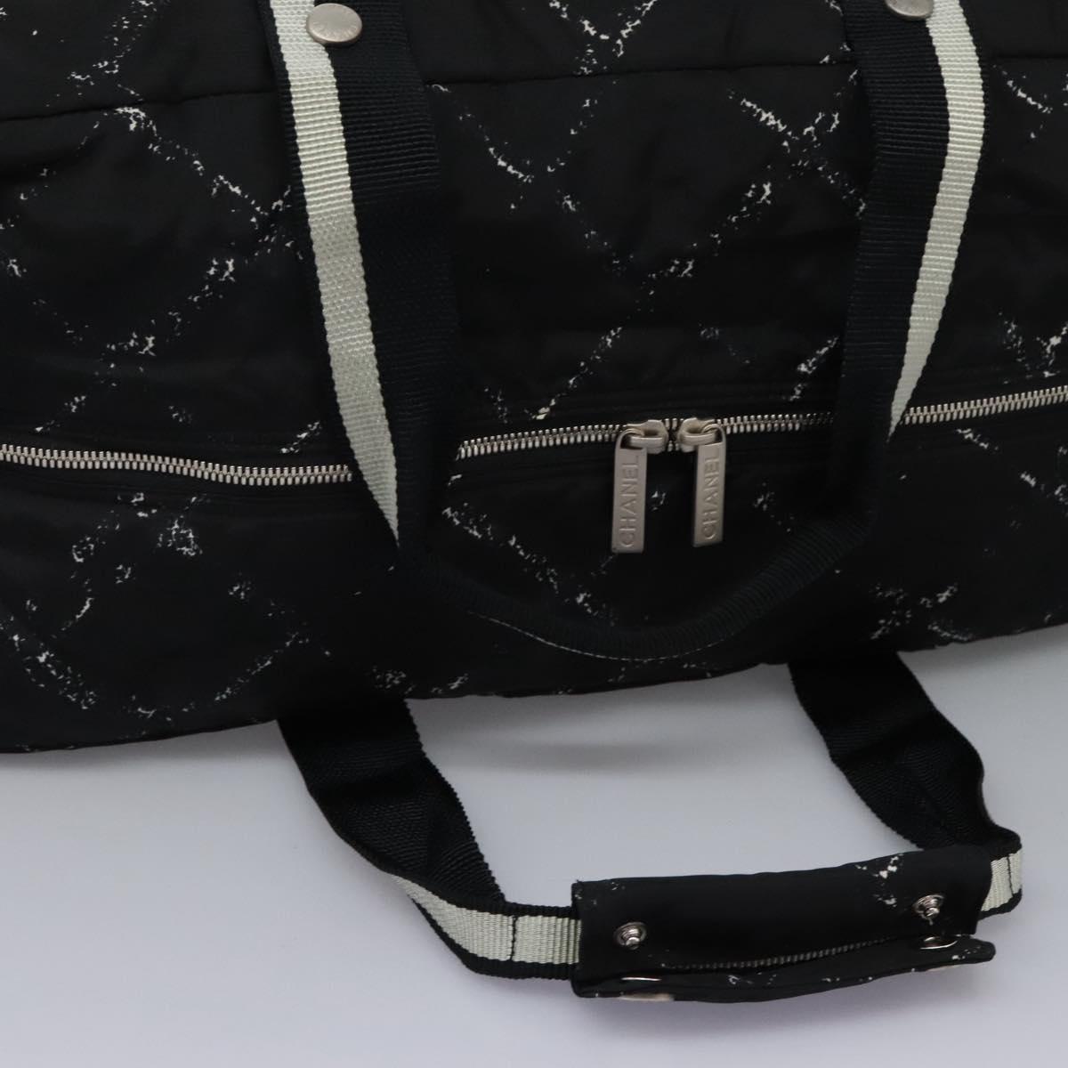 CHANEL New Travel line Boston Bag Nylon 2way Black CC Auth MY277