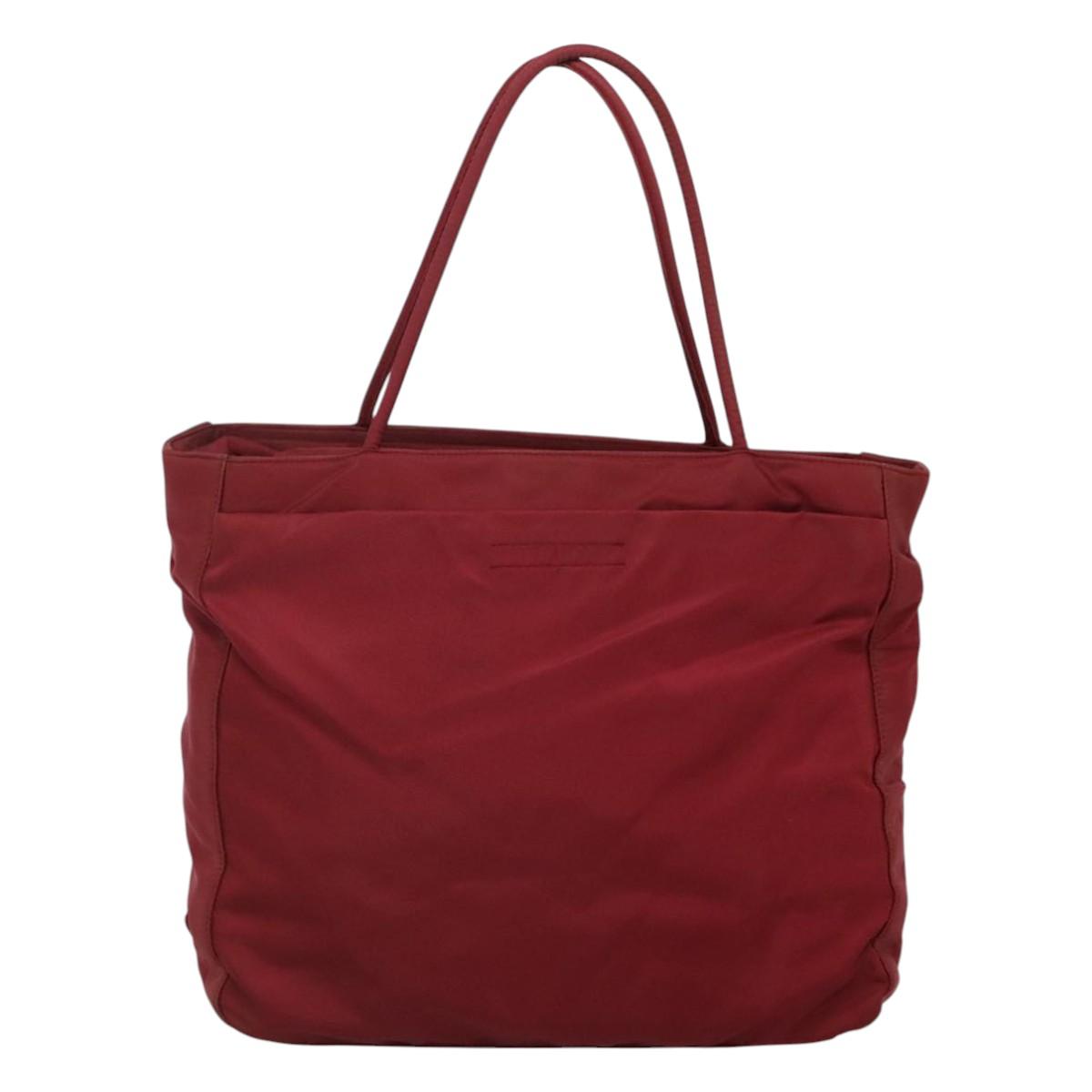 PRADA Tote Bag Nylon Red Auth MY293