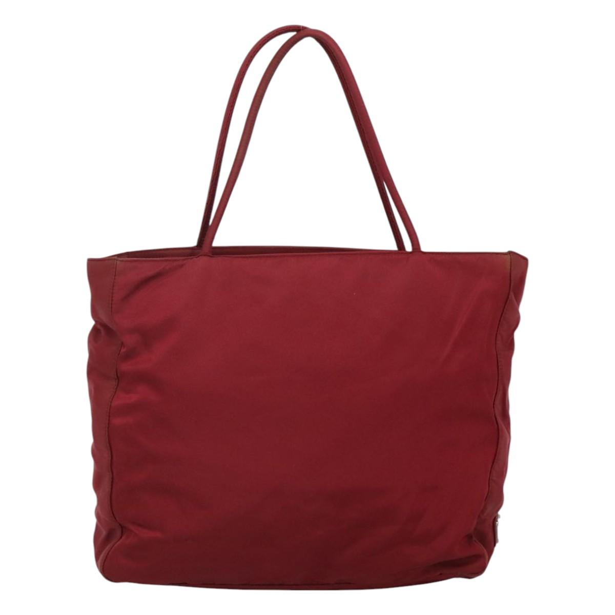 PRADA Tote Bag Nylon Red Auth MY293