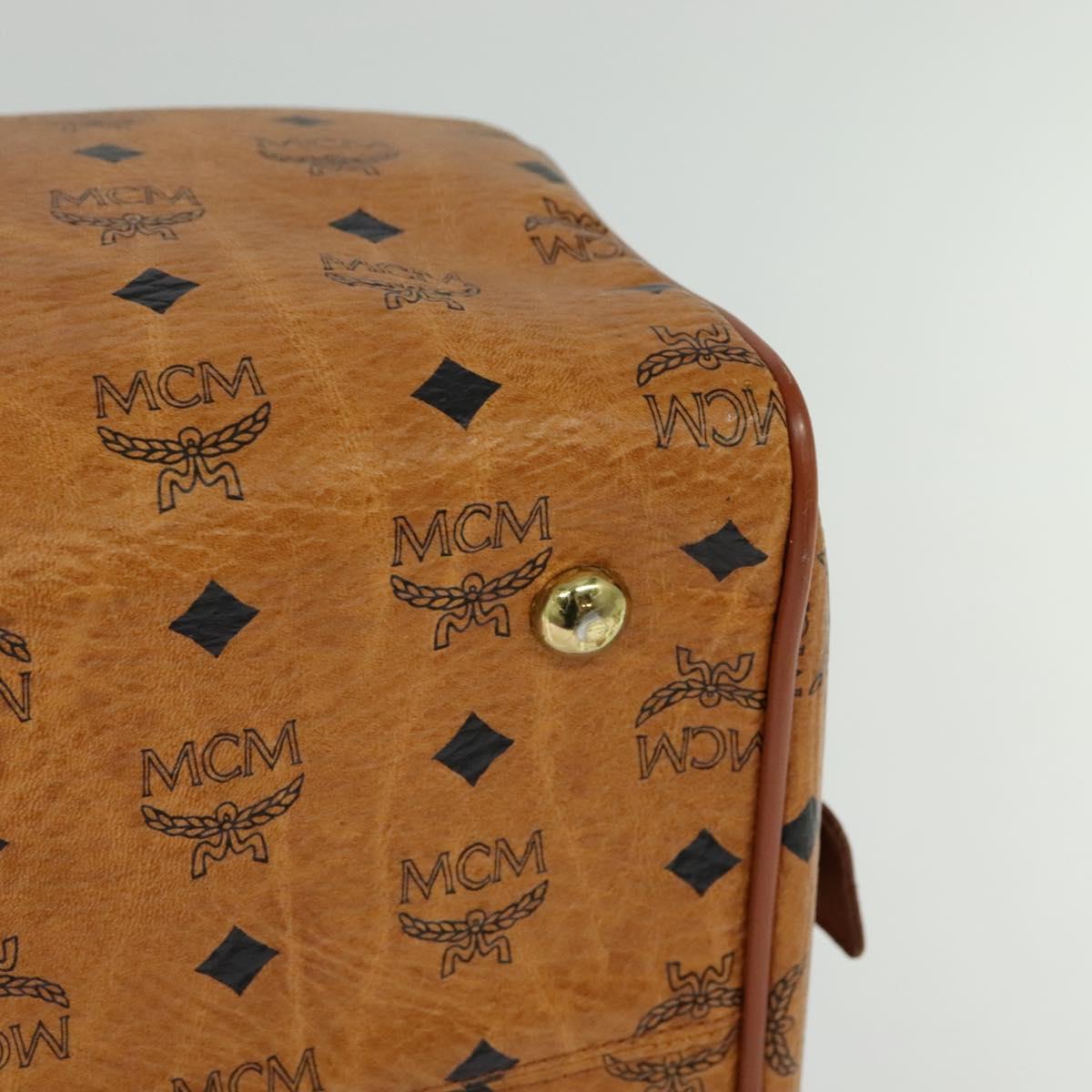 MCM Vicetos Logogram Boston Bag PVC Leather Brown Auth MY295