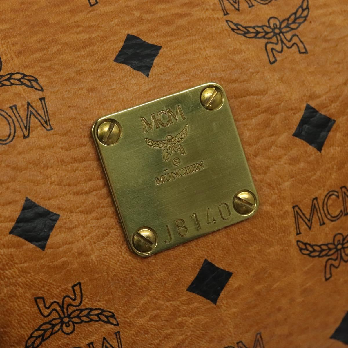 MCM Vicetos Logogram Boston Bag PVC Leather Brown Auth MY295